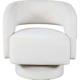 Sutton Split Back Curved Sculpture Swivel Accent Chair in Natural White Fabric